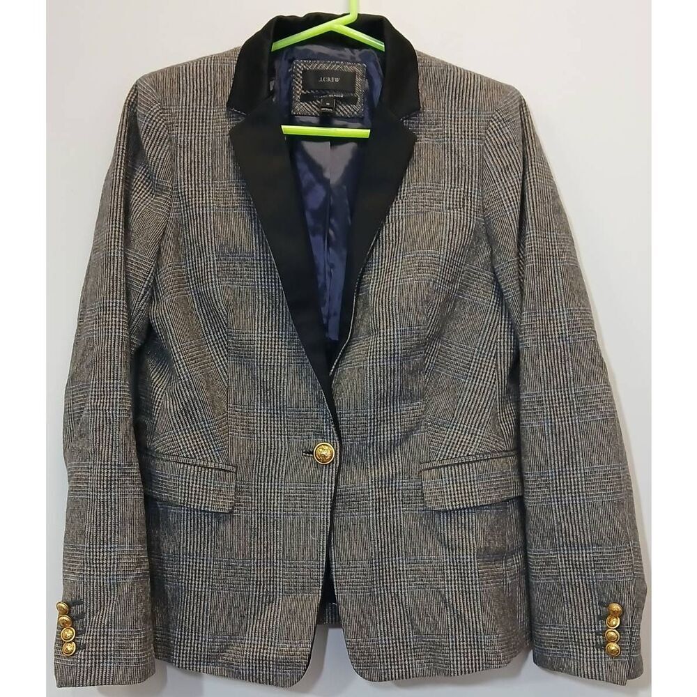 J.crew womens size 10 regent blazer houndstooth gray black wool